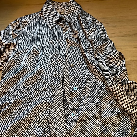 EUC Italian blunauta 3-piece silk set- skirt, tank, cuff linked button-up - Picture 11 of 13